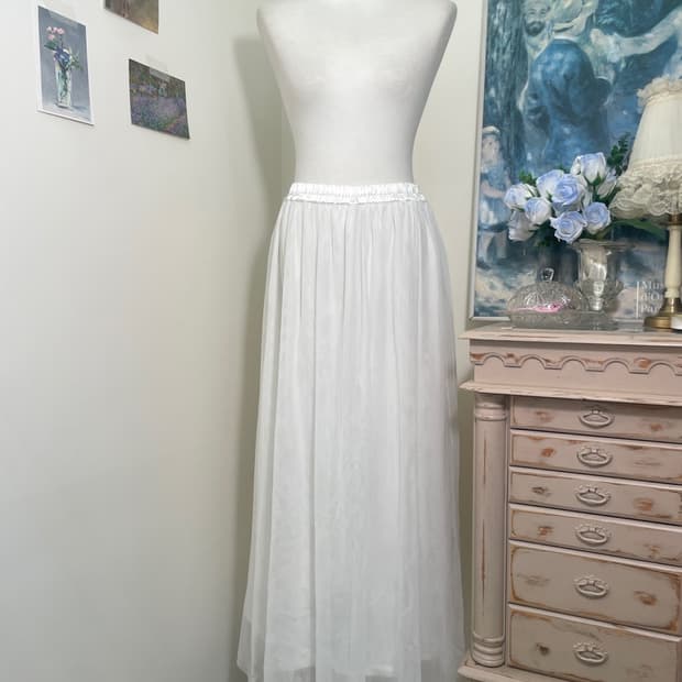 white tule long banding skirt(size-L)