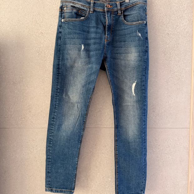 남자 자라 청바지 워싱진 슬림