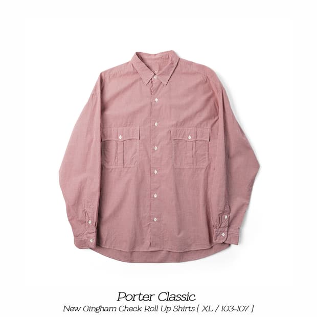 포터클래식 깅엄체크 롤업셔츠 레드 XL(103-107)사이즈