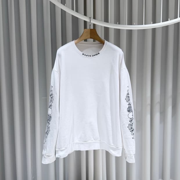 (A+/XL) / 크롬하츠 러브유 크루넥 플로랄 맨투맨 화이트