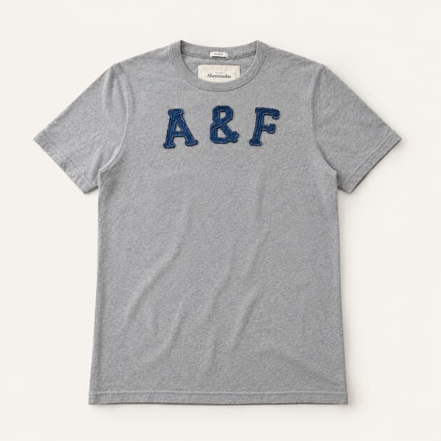 L)아베크롬비 A&F 패치 로고 반팔 티셔츠