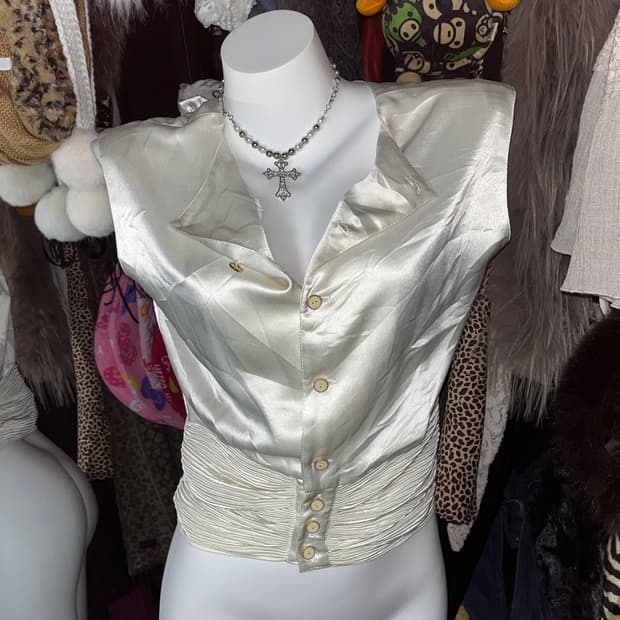 y2k 엔틱 긱시크 새틴 블라우스