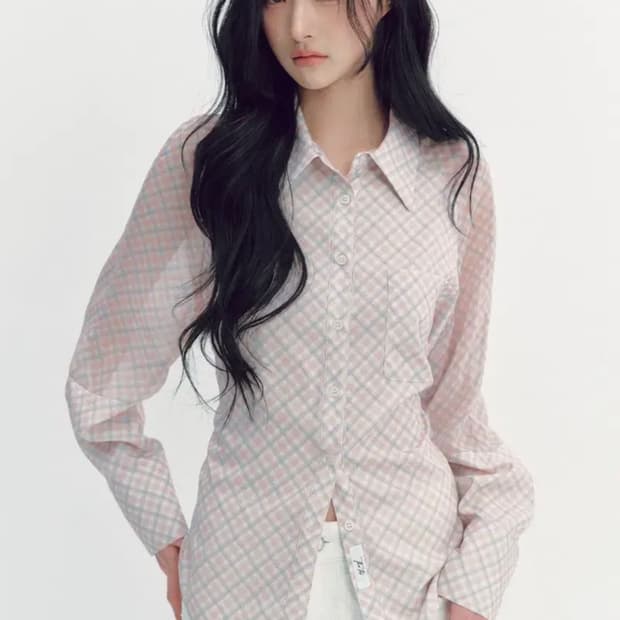 더티스 블루베리 타르트 체크 셔츠 핑크