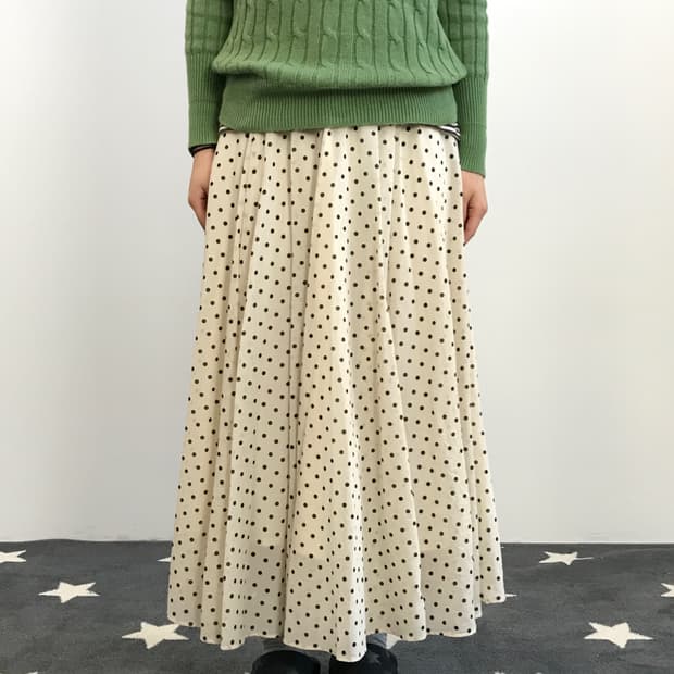 'United Arrows' Polka Dot Flare Skirt
