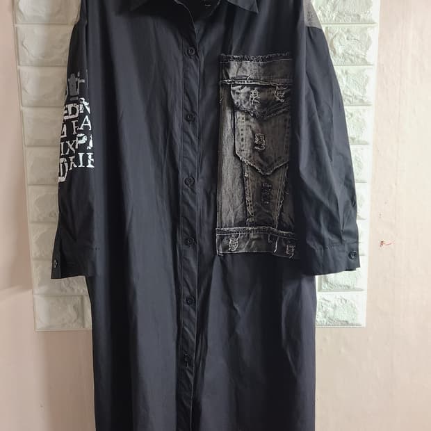 데님패치 롱셔츠(라지)