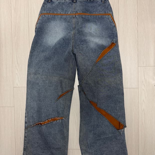 Layered Panel Cut-Out Baggy Jeans