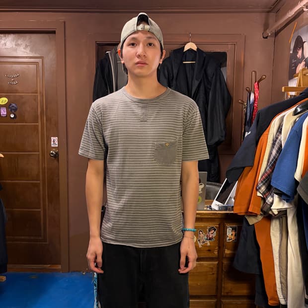 NIGEL CABOURN 나이젤 카본 스트라이프 포켓 티셔츠