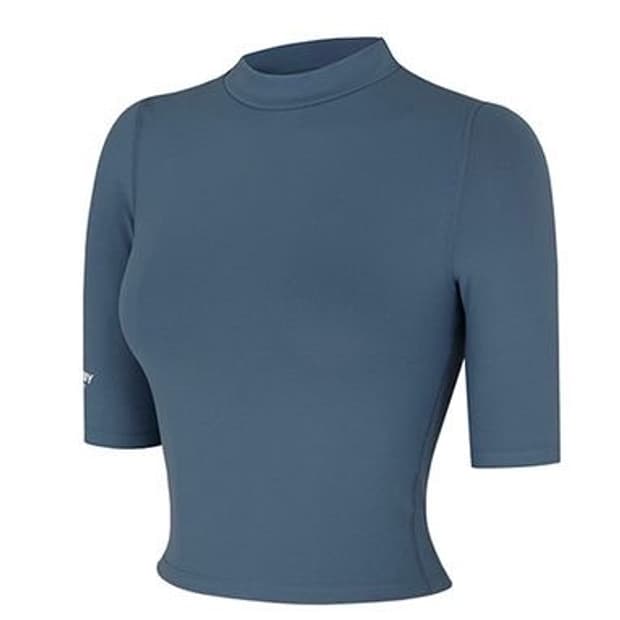 널디 슬림 코튼 크롭탑 반팔 티셔츠 BLUE