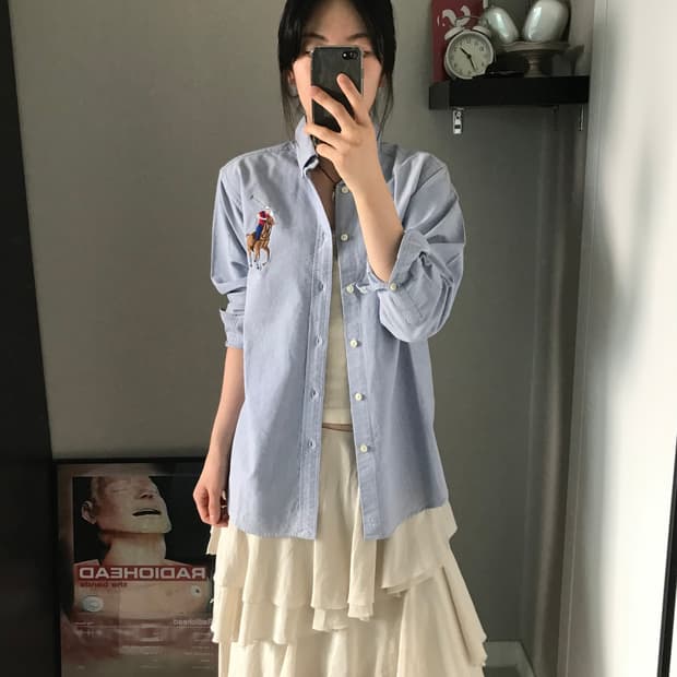 폴로 랄프로렌 포니 로고 스카이블루 셔츠