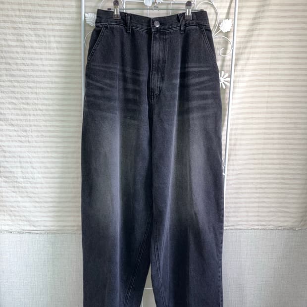 빈티지 흑청 왁싱 데님 팬츠 y2k 스트릿 갸루 펑키473