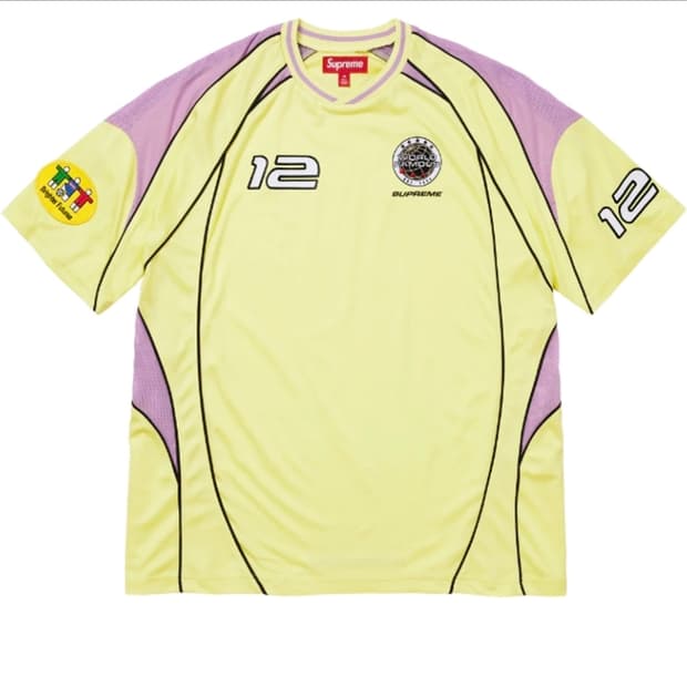 슈프림 파이핑 사커 저지 페일 옐로우 - 25FW