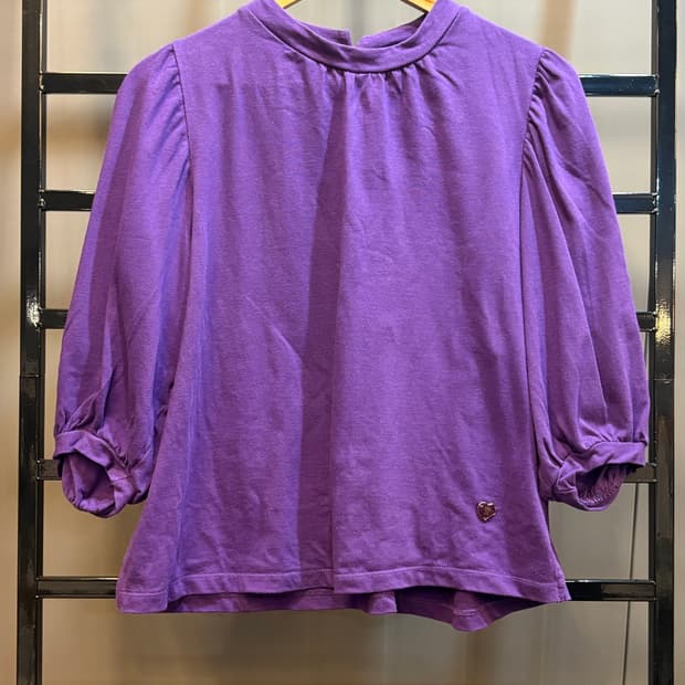 [77] 안나수이 ANNA SUI 코튼 퍼프소매 하트로고 티셔츠 퍼플 3
