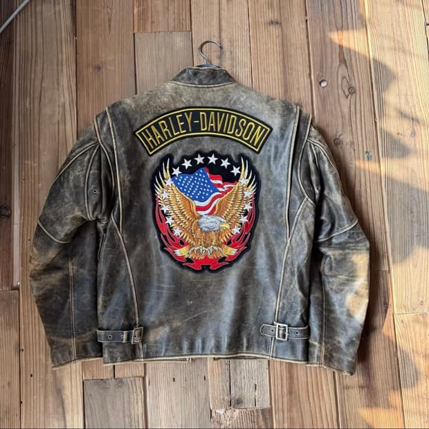  [RBC] 빈티지 641 타입 스탠드 칼라 레더 라이더 자켓 