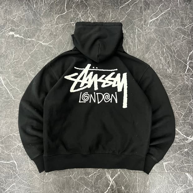 스투시 베이직 스탁 런던 로고 후디 블랙