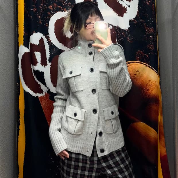 빈티지 포켓 니트가디건