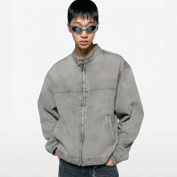 인사일런스 브러시드 데님 레이서 자켓