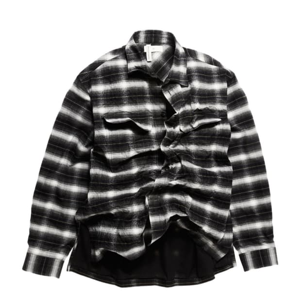 에이치앤엠 x 글렌 마틴스 포일드 플란넬 오버셔츠 블 랙 체크 L