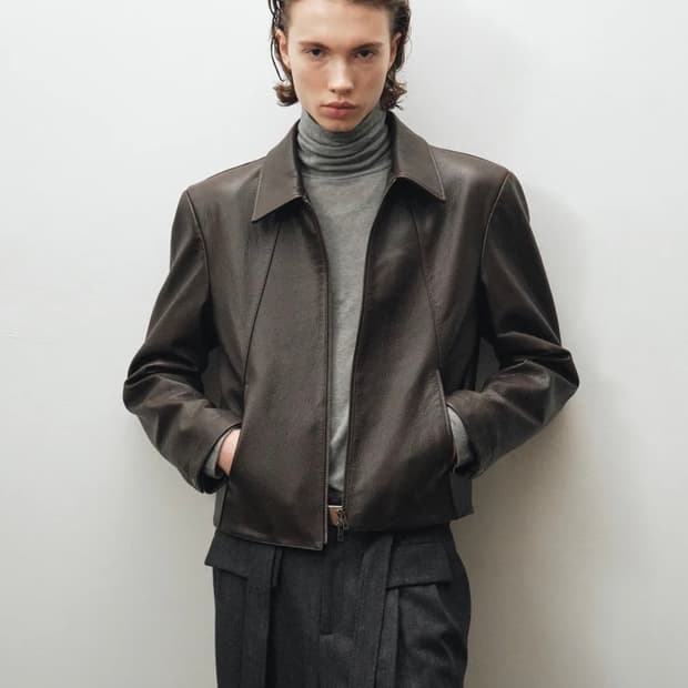 노이어 고트 슈렁큰 레더 블루종 (브라운)