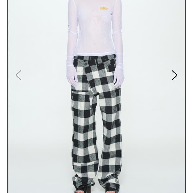 푸쉬버튼) check wrap detail pants 구해요