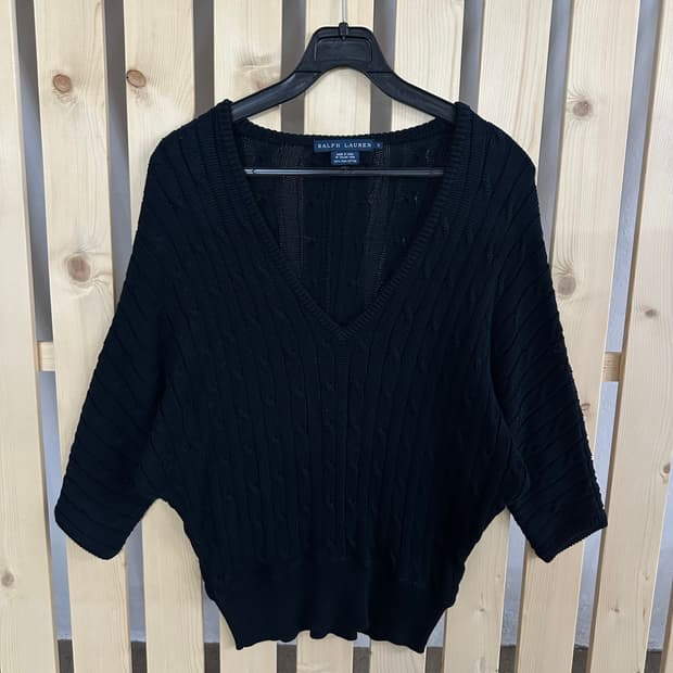 (S) 폴로랄프로렌 네이비 브이넥 케이블 니트