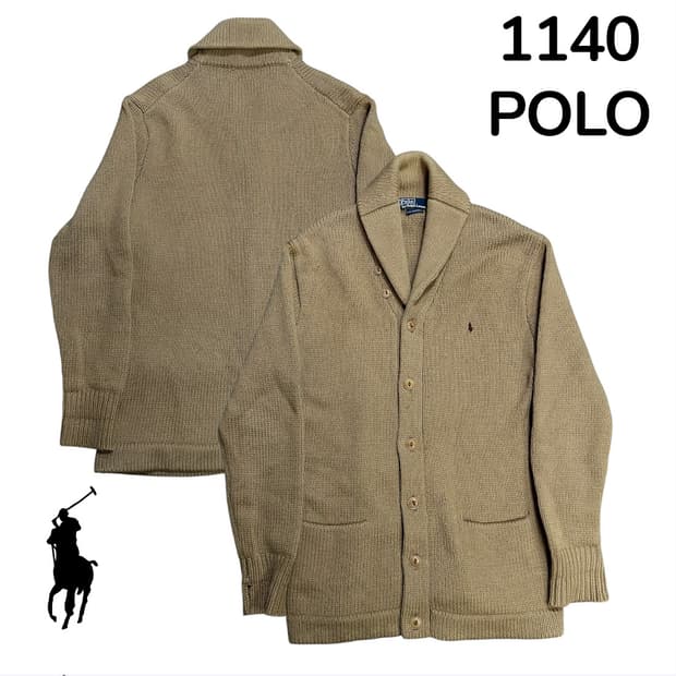 폴로 베이지 롱코트 니트 가디건 S