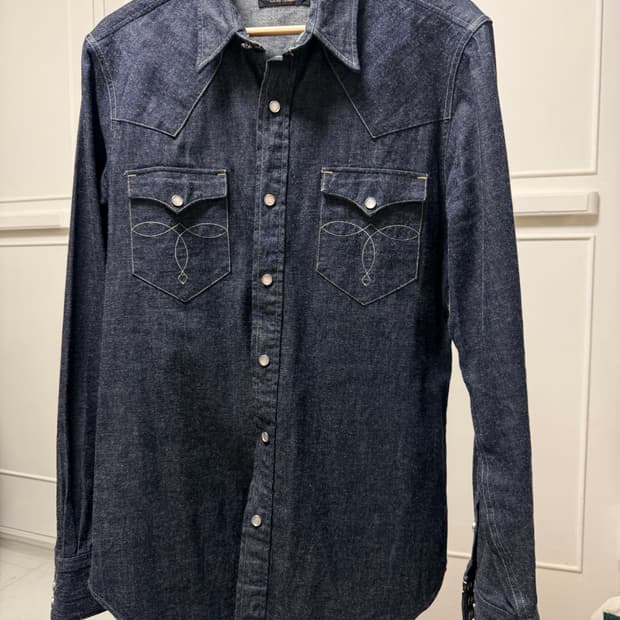 RRL 슬림핏 데님 웨스턴 셔츠