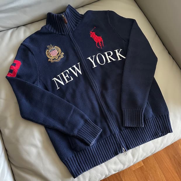 폴로 랄프로렌 빅포니 뉴욕 니트 집업 M
