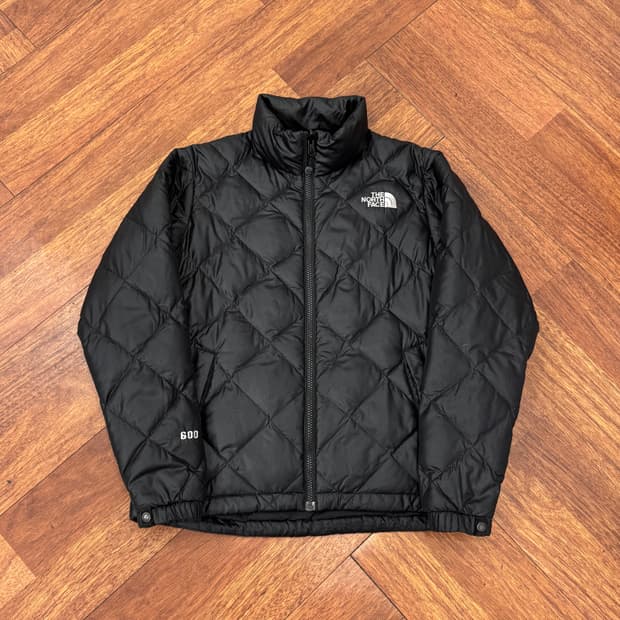 여성용 S 노스페이스 600 블랙 퀼티드 경량 패딩 자켓 