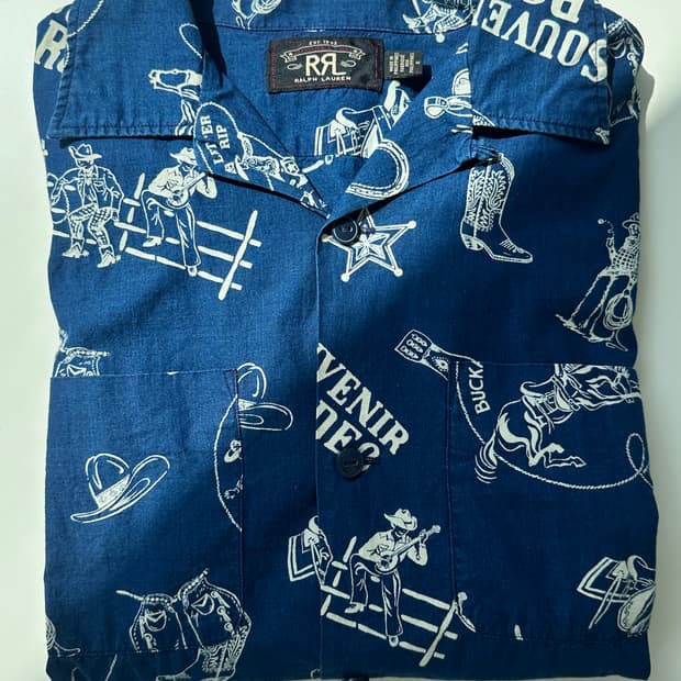 RRL 오픈 칼라 하와이안 셔츠 로데오 캠프셔츠