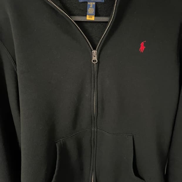 3회착용 폴로 블랙 후드 집업 보이즈 XL 크림구매