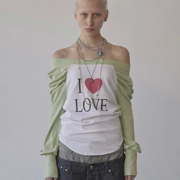 스컬프터 Love Off-Shoulder Tee Apple Green-M