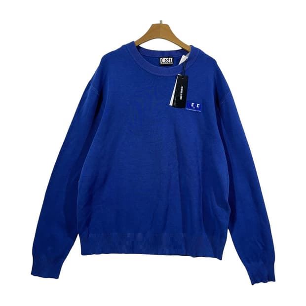 [DIESEL] 디젤 로고패치 블루 니트(새상품)