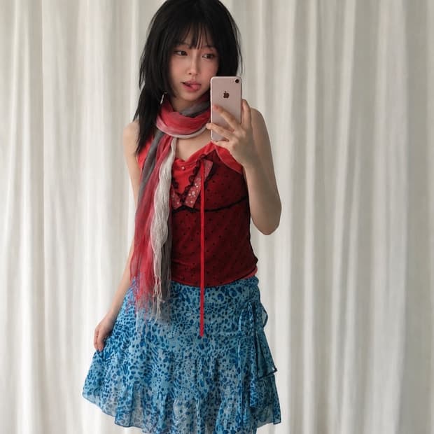 Red blue skirt cody set (3pc)