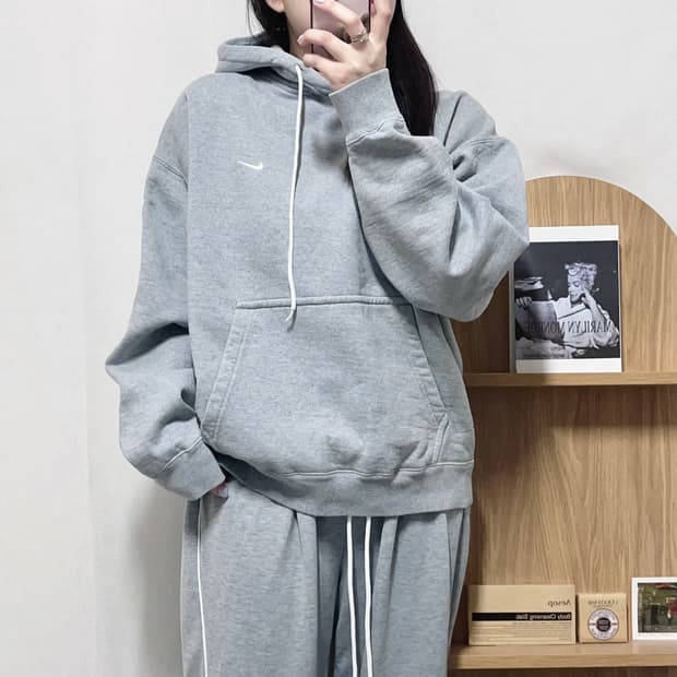 [정품] 나이키 그레이 스우시 기모 후드티 [ XL ]