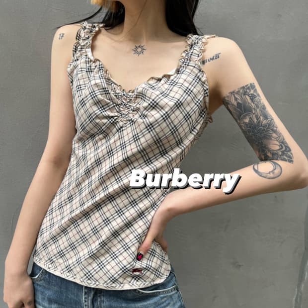 버버리 체크 슬리브리스 
