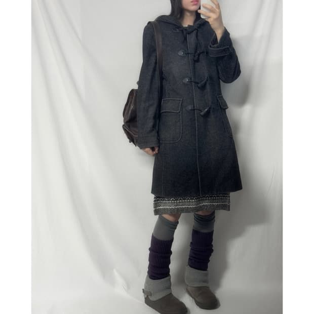 워시드 롱 더플 코트 