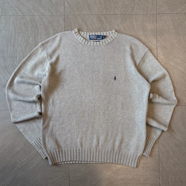 폴로 정품 그레이 해비 코튼 니트 