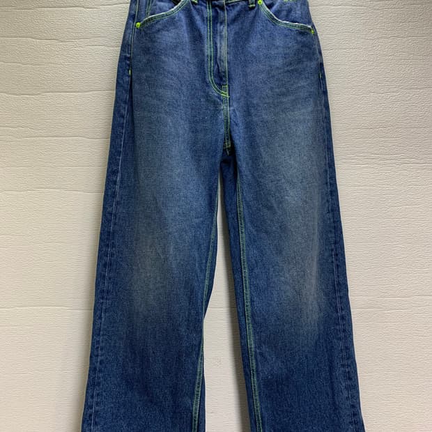 MSGM 데님 팬츠 블루 형광 스티치