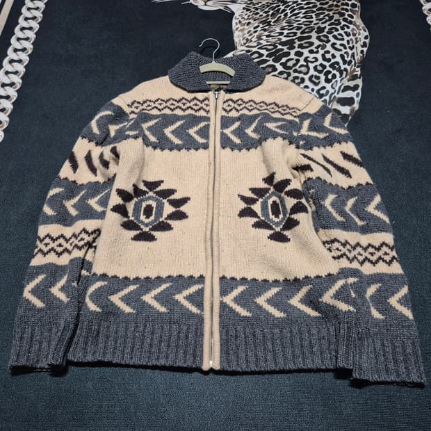 (희귀)90's 셰인 진스 컴퍼니 나바호 코위찬 니트집업 XL