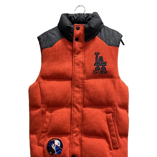 MLB LA다저스 니트 조끼 솜 패딩 자켓 오렌지
