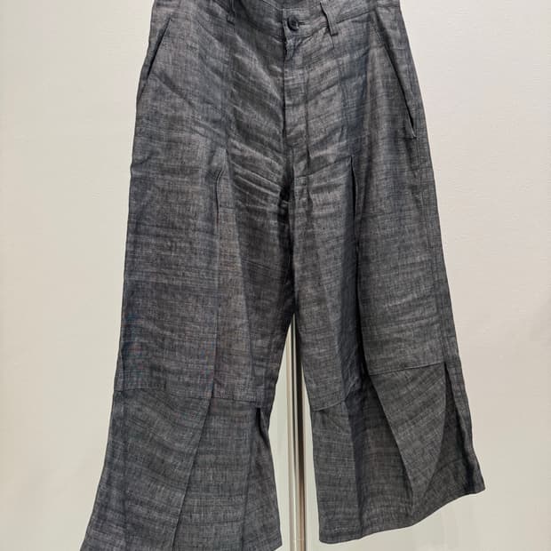 요지야마모토 린넨 플레어 크롭 트라우저