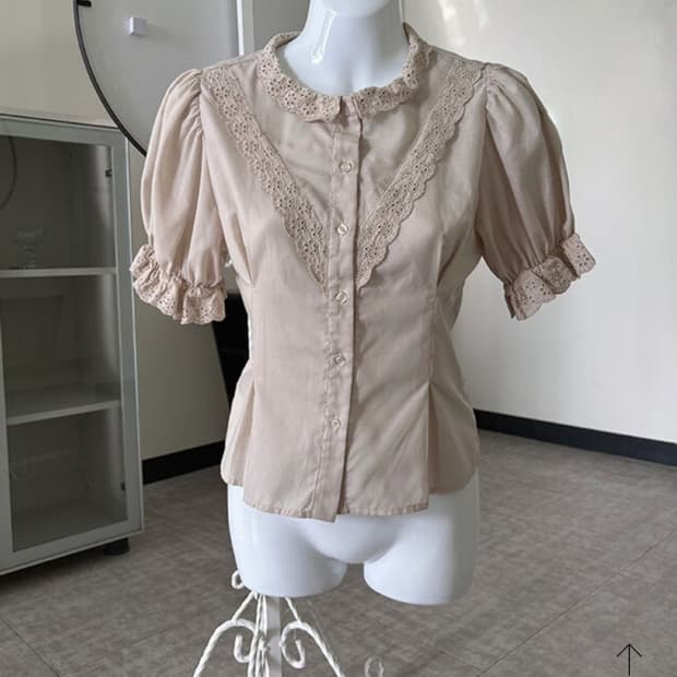 vintage 퍼프 블라우스 허리밴딩