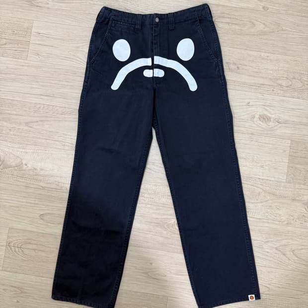 2000년도 베이프 어센틱 마일로 SAD FACE 팬츠 블랙