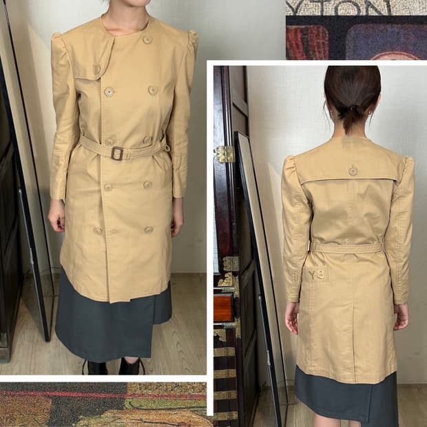 요지야마모토 Y3 퍼프슬리브 코튼 트렌치 코트