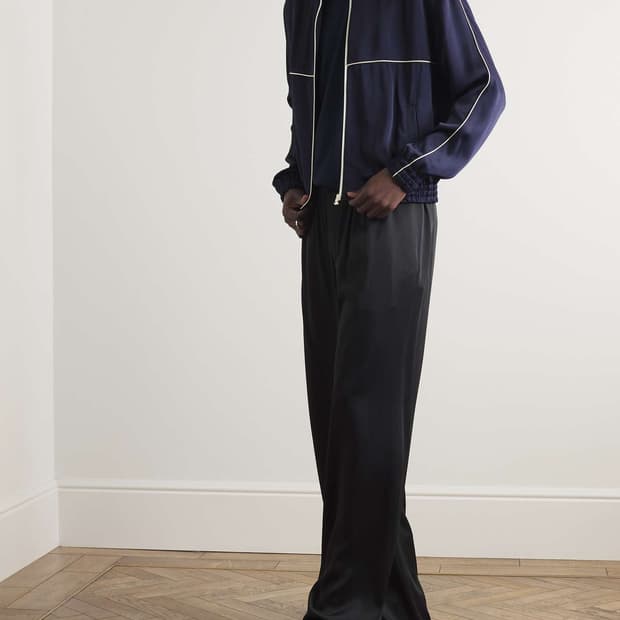 생로랑 모노그램 로고 트랙자켓 50 새틴 테디자켓