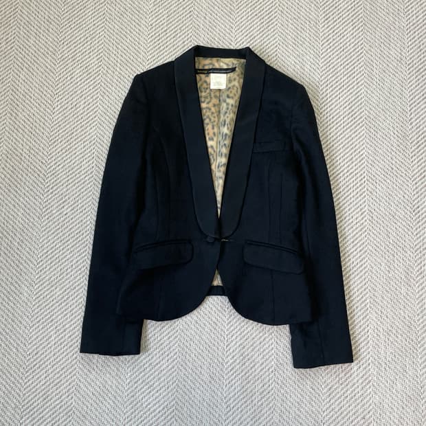 빈티지 레오파드 숄카라 테일러드 자켓