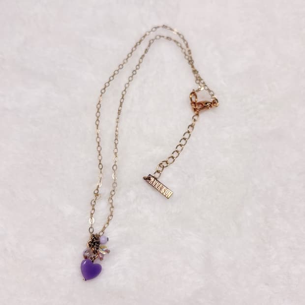 안나수이 핀터깔 갸루대장 하트 비즈 드롭 레이어드 샴페인 골드 목걸이