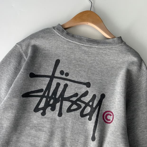 Stussy 스투시 빅스탁로고 그레이 맨투맨