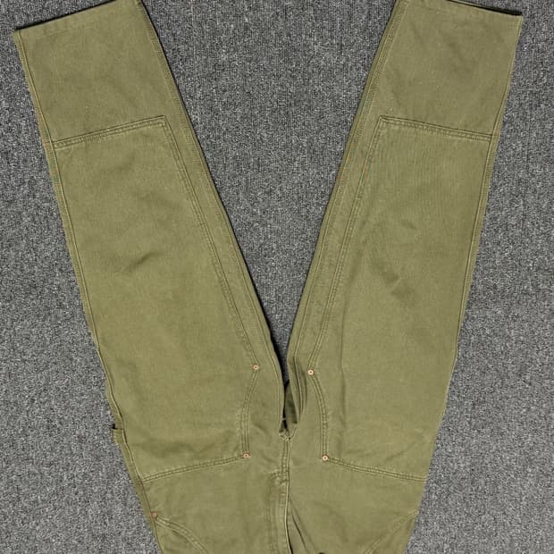 아웃스탠딩 캔버스 카펜더 더블니 팬츠 올리브