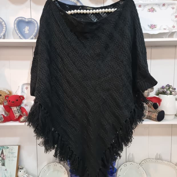 블랙 니트 케이프 / 망또